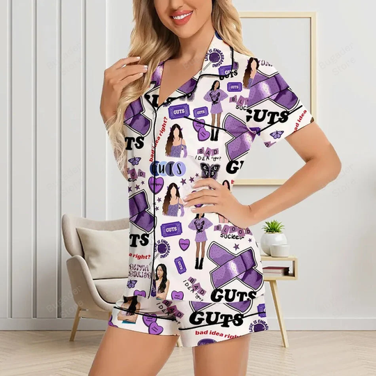 Discover Olivia Rodrigo Short Pajamas Set With Pocket, s Women Shirt and Shorts Set Short