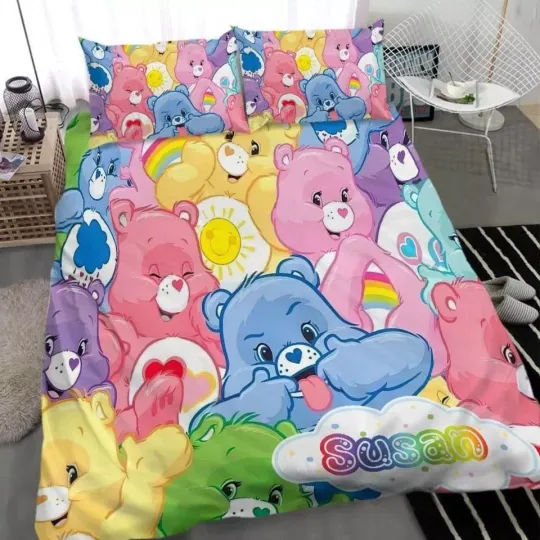 Discover Personalized Cute Bear Bedding Set, Happy Bear Playtime Bedding Set, Cute Bed
