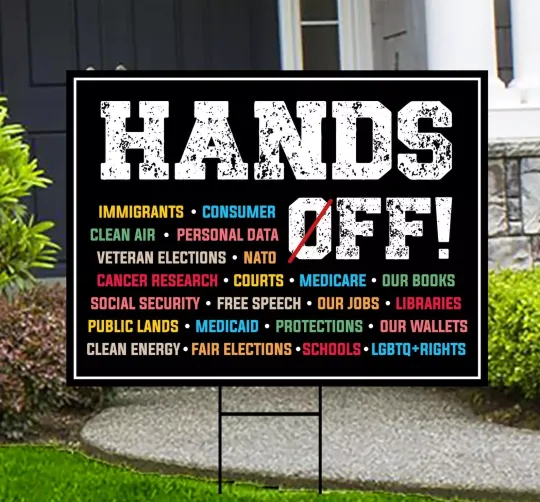 Discover Hands Off Protest Yard Sign - Resist Hate Lawn Sign, Anti-Trump Sign, Resist Sign