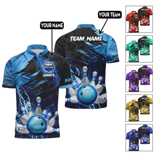 Discover Personalized 3D Bowling Jerseys for Men, Custom Bowling Shirts for Men