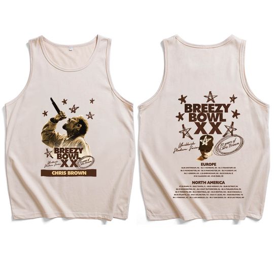 Discover Chris Brown Breezy Bowl XX Summer Tour 2025 Printing Tank Tops