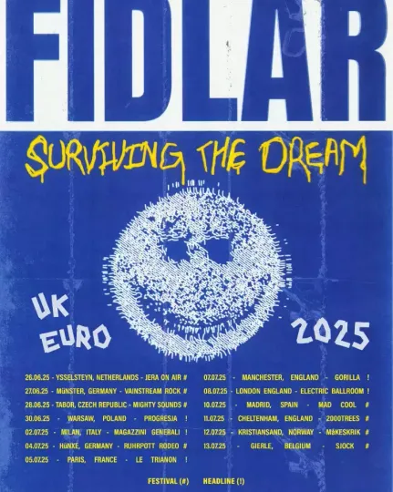 Discover FIDLAR Band UK & Europe Tour 2025 Poster