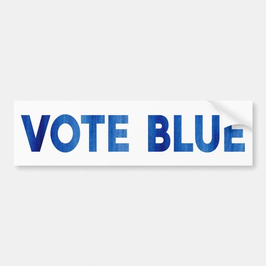 Discover Vote Blue bold watercolor text political Bumper Sticker