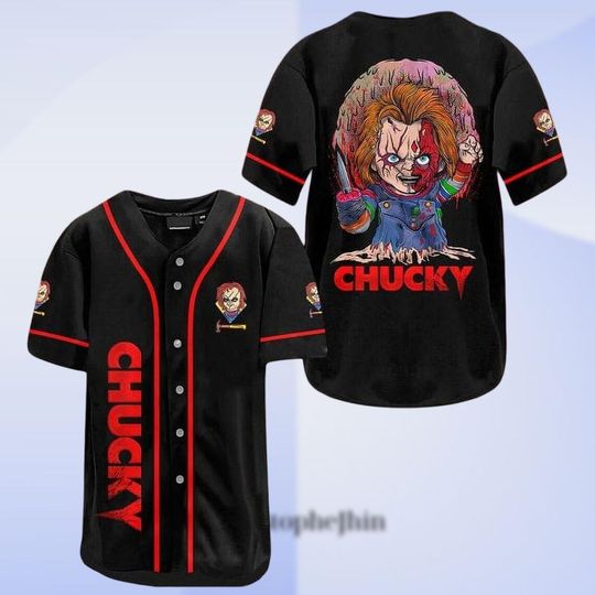 Discover Chucky Horror Baseball Jersey, Funny Killer Doll Shirt, Scary Movie Fan Gift, Kids Baseball Top