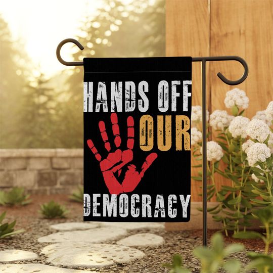 Discover Hands Off Our Democracy House Flag, Fight Oligarchy House Flag