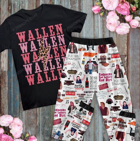 Discover Wallen Western Leopard Pajamas Set, Wallen Bullhead Pajamas Set, Cowgirl Wallen