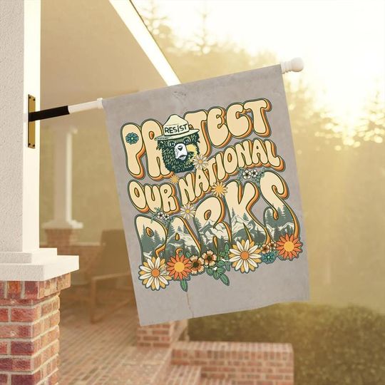 Discover Protect Our National Parks House Flag, Resist Bear Animal Outdoor Flag