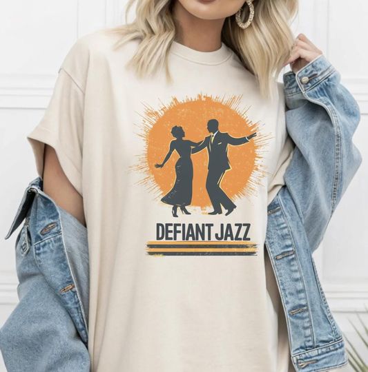 Discover Defiant Jazz Retro Dance Shirt, Vintage Bold Music Vibe T-Shirt