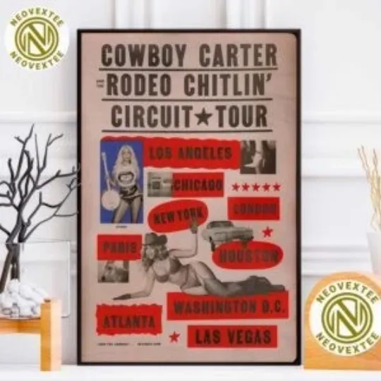 Discover Beyonce Tour 2025 Poster - Cowboy Carter & Rodeo Chitlin - Canvas
