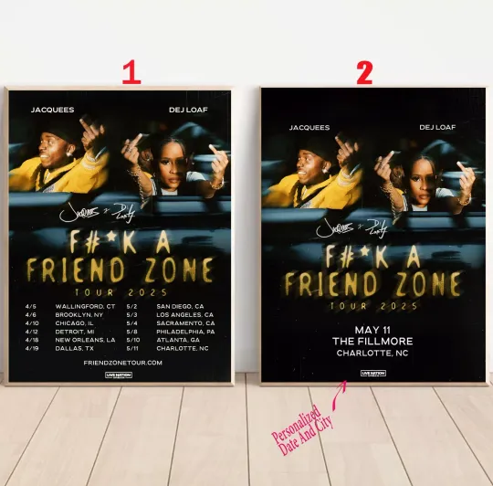 Discover Custom Jacquees X DeJ Loaf A Friend Zone Tour 2025 Poster