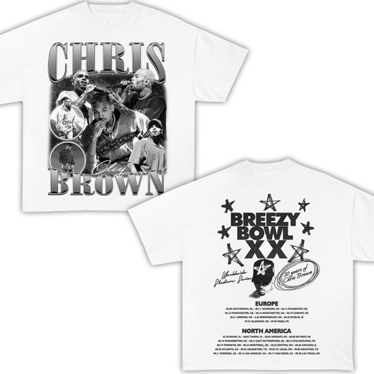 Discover 2025 Chris Brown Breezy Bowl XX Tour T-Shirt, Chris Brown Concert Shirt, Chris Brown Fan Gift, Chris Brown Merch