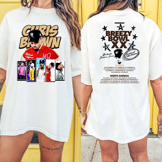 Discover Chris Brown Graphic Shirt, 2025 Chris Brown Breezy Bowl XX Tour T-Shirt, Chris Brown Album Shirt, Chris Brown Fan Gift