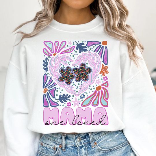 Discover Preppy Floral Mama Sweatshirt, One Loved Mama Sweatshirt, Mama Flower Sweatshirt