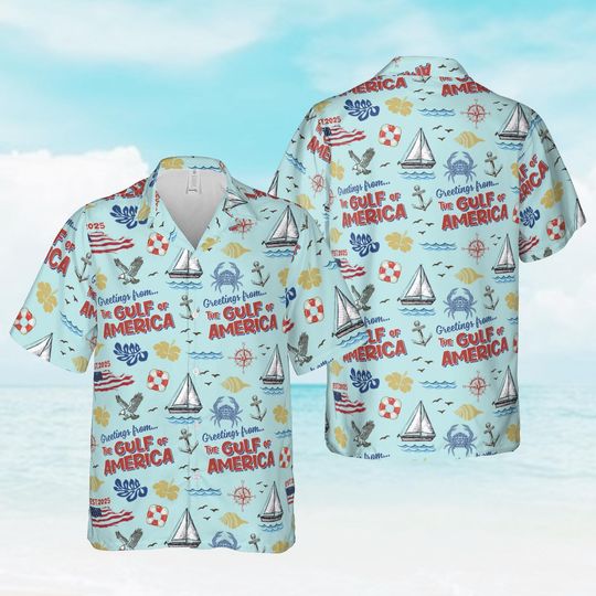 Discover Gulf Of America Hawaiian Shirt For Men Women, US Flag Gulf Coast Button Up Shirt, American Beach Aloha Shirt, Democrat Shirt, Patriotic Gift