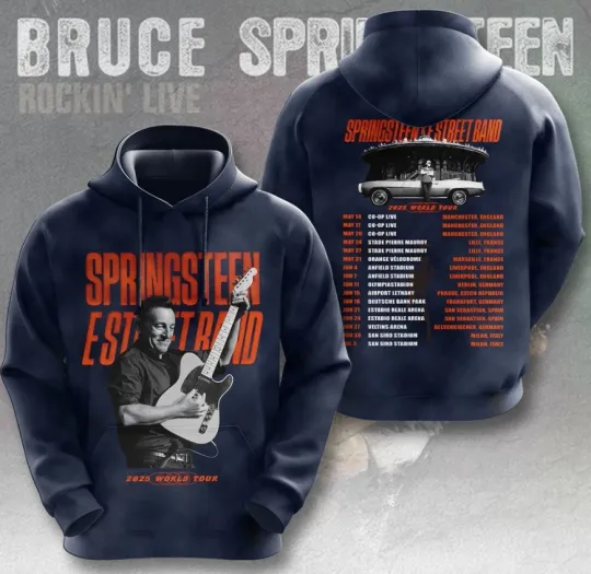 Discover 2025 World Tour Bruce Springsteen 3D Hoodie Good  New