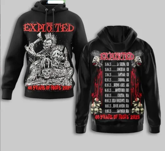 Discover The Exploited 2025 Celebrating The 46 Years Of Rots Tour The Legends Hoodie 3D