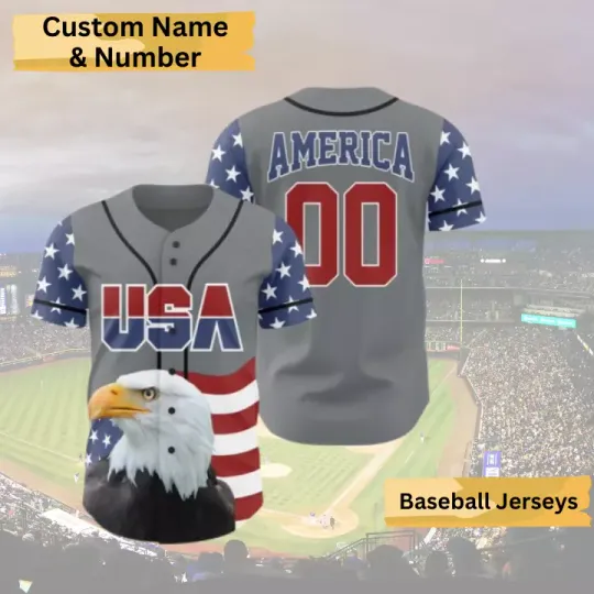 Discover Custom 4th of July Baseball Jersey Personalized Team Name & Number USA Gift