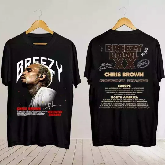 Discover Chris Brown Breezy Tour 2-SidedShirt, 2025 Graphic Fan Concert Gift Tee