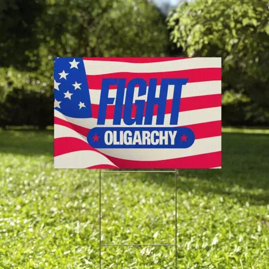 Discover Vintage American Flag Fight Oligarchy Anti Trump Resist Fascism Yard Sign
