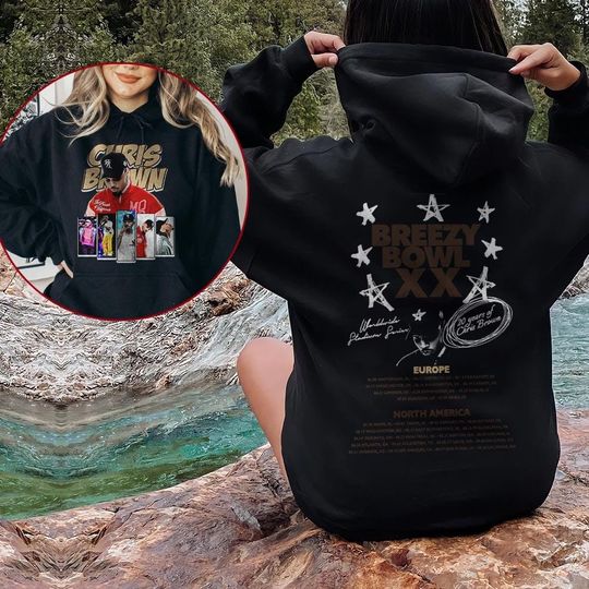 Discover Chris Brown Graphic, 2025 Chris Brown Breezy Bowl XX Tour Hoodie
