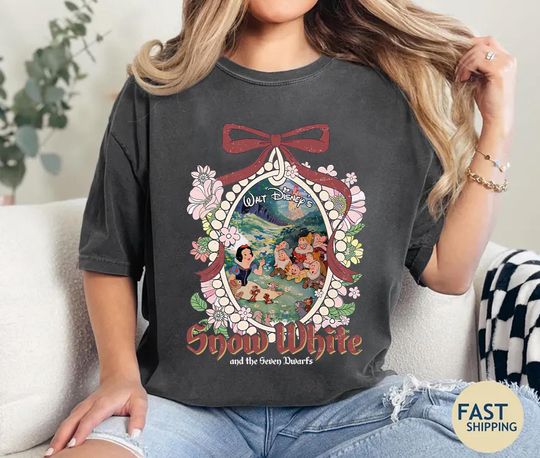 Discover Retro 90s Disneyyy Snoww Whitee Comfort Colors Shirts, Disneyyy Character Tee, Retro Snoww Whitee and The Seven Dwarfs Tee, Disneyyworld Shirts