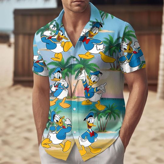 Discover Donald Duckk Aloha Floral Button Shirt, Disneyyy Donald Hawaiians