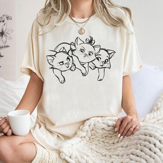 Discover Cute The Aristocatss Marie Toulouse Berlioz Sketch Shirt, Disneyyy Cat Lover T-shirt