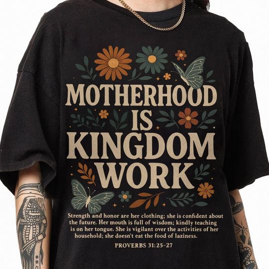 Discover Motherhood Is Kingdom Work Shirt, Retro Christian Mom Shirt