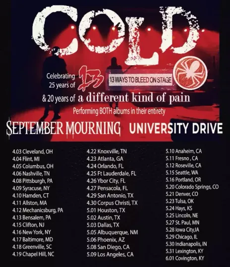 Discover COLD Band Spring 2025 Tour Poster, gift fans