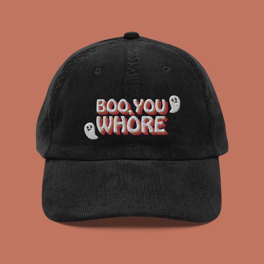 Discover Boo You Whore Embroidered Corduroy Hat | Mean Girls Quote Hat | Funny Halloween Cap