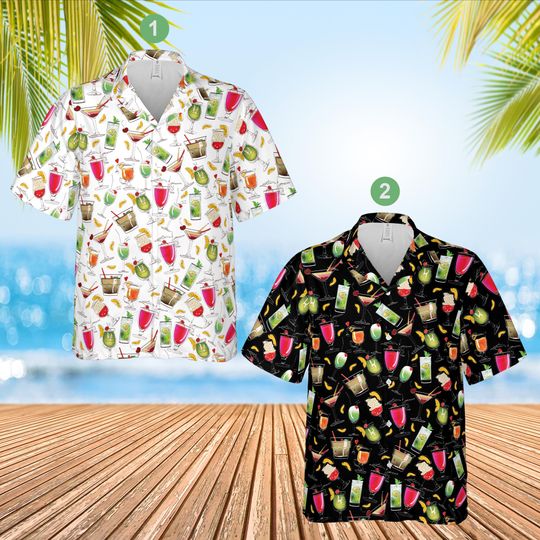 Discover Summer Cocktails Hawaiian Shirt, Tropical Beach Vacation Button Up Shirt