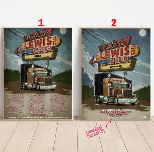 Discover Custom Aaron Lewis And The Stateliners The American As It Gets Tour 2025 Poster