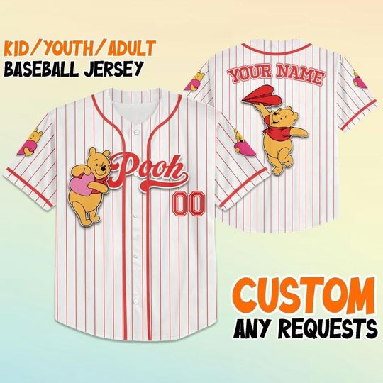Discover Custom Disneyyy Pooh Baseball Jersey, Custom Disneyyy winniee the poohh