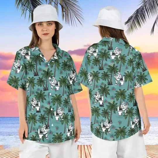 Discover Funny Storm Pooper Stormtrooper Starr Warss Beach Aloha Tropical Beach Hawaii Shirt