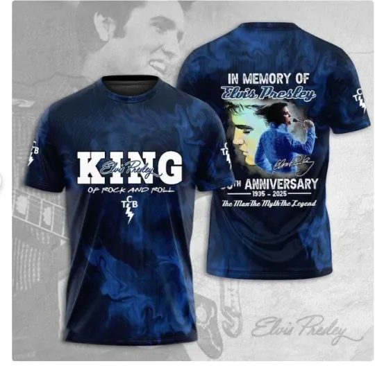 Discover In Memory Of Elvis Presley shirt 3d, hot 2025 shirt 3d, over printed shirt 3d