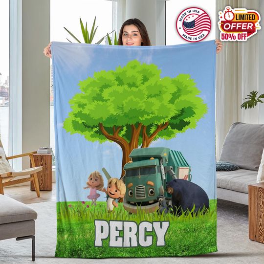 Discover Trash Truck Fleece Blanket Trash Truck Blanket