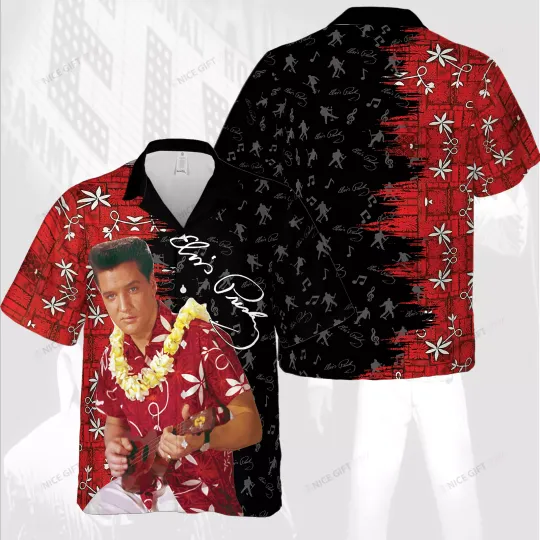 Discover Elvis Presley Hawaiian Shirt, Retro Aloha Button Tee for Music Fans
