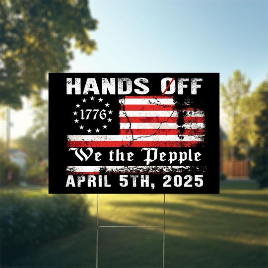 Discover We The People Hands Off Yard Sign, Social Security Sign, Political Sign