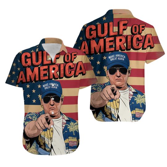 Discover Gulf of America Trump Hawaiian Shirt Casual Button Down Shirt Beach Unisex Adult