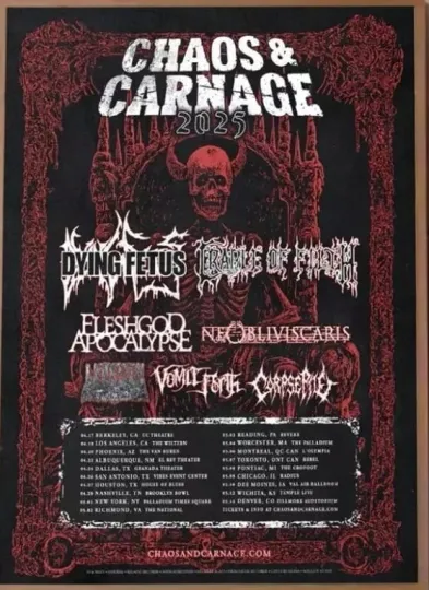 Discover 2025 TOUR ANNOUNCEMENT – Chaos & Carnage Poster
