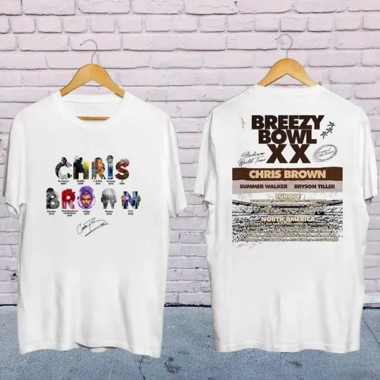 Discover Chris Brown 2025 Concert Shirt  Chris Brown Breezy Bowl XX Tour 2025 Shirt