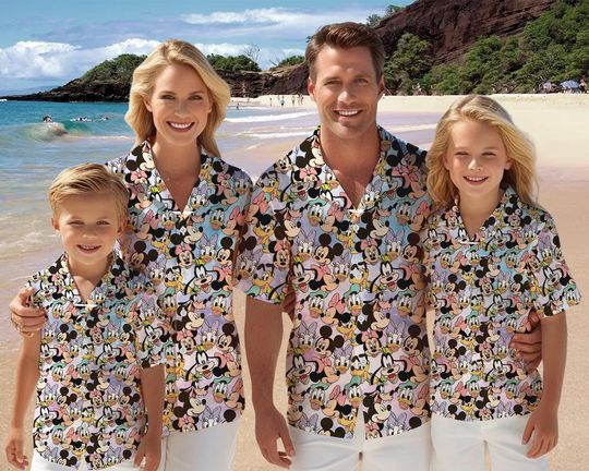 Discover Retro Sketch Disneyyy Mickeyy and Friends Hawaiian Shirt, Mickeyy mouse Hawaii Shirt