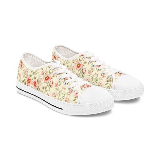 Discover Low Top Sneakers - English Floral Sophistication, Women's Shoes