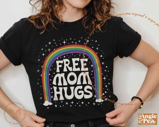Discover Free Mom Hugs Shirt, LGBTQ+ Mom, Proud Mom, Gay Mom Pride, Gay Pride Parent, T-SHIRT