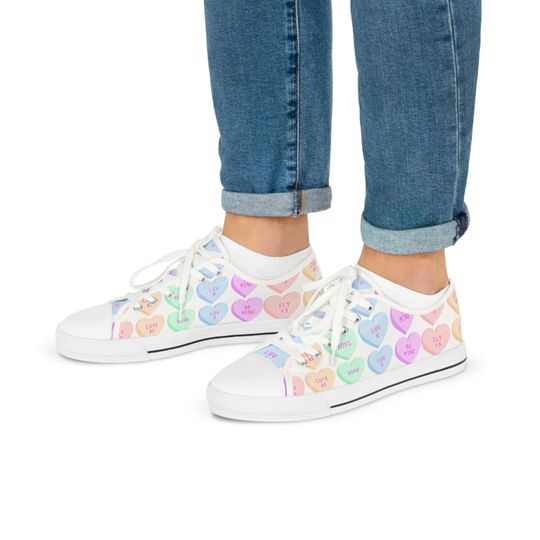 Discover Pastel Heart Low Top Sneakers, Cute Valentine's Day Gift, Customizable Sneaker