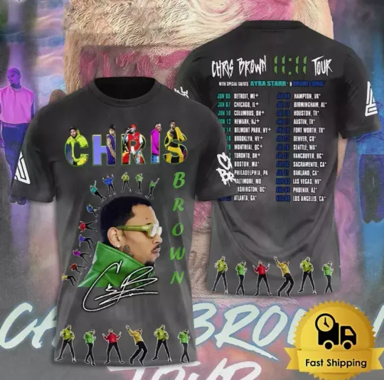 Discover Chris Brown 11 11 2024 With Special Guests Ayra Starr 3D T-shirt