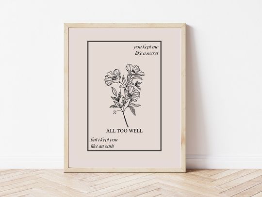 Discover Taylorr Swifts Wall Art, Aesthetic Digital Print, Boho Printable, All Too Well