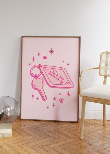 Discover Fuck the Patriarchy, Feminist Art Print, Girly Wall art, Preppy Wall Art, Taylorr Swifts
