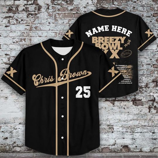 Discover Custom Chris Breezy Breezy Bowl XX Tour 2025 Black Baseball Jersey