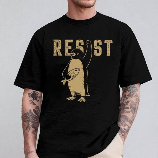 Discover Penguins RESIST PNG, Flippers Up , Funny Tariffs FDT